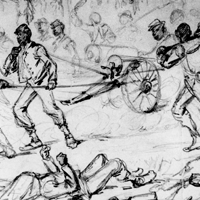 The Advance on Petersburg - Colored Infantry Drawing Captured Guns to the Rear After the Fight